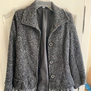 Wool Rhinestone Button Coat